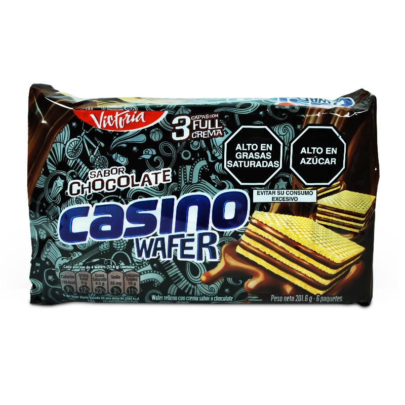 Wafer Casino Sabor a Chocolate Victoria Pack 6 Und. x 201.6 GR.
